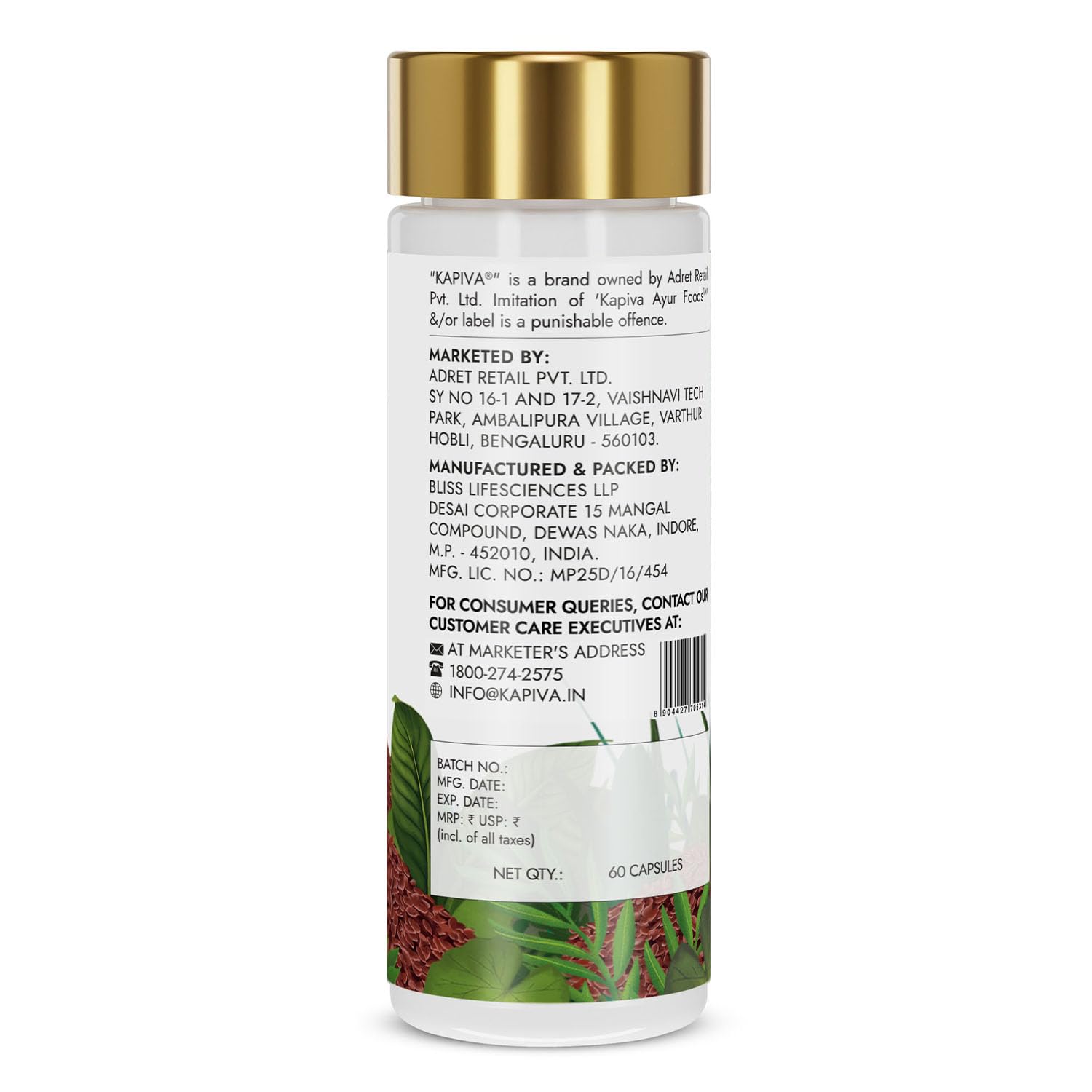 Kapiva Flaxseed Omega 3 Capsules (60N)